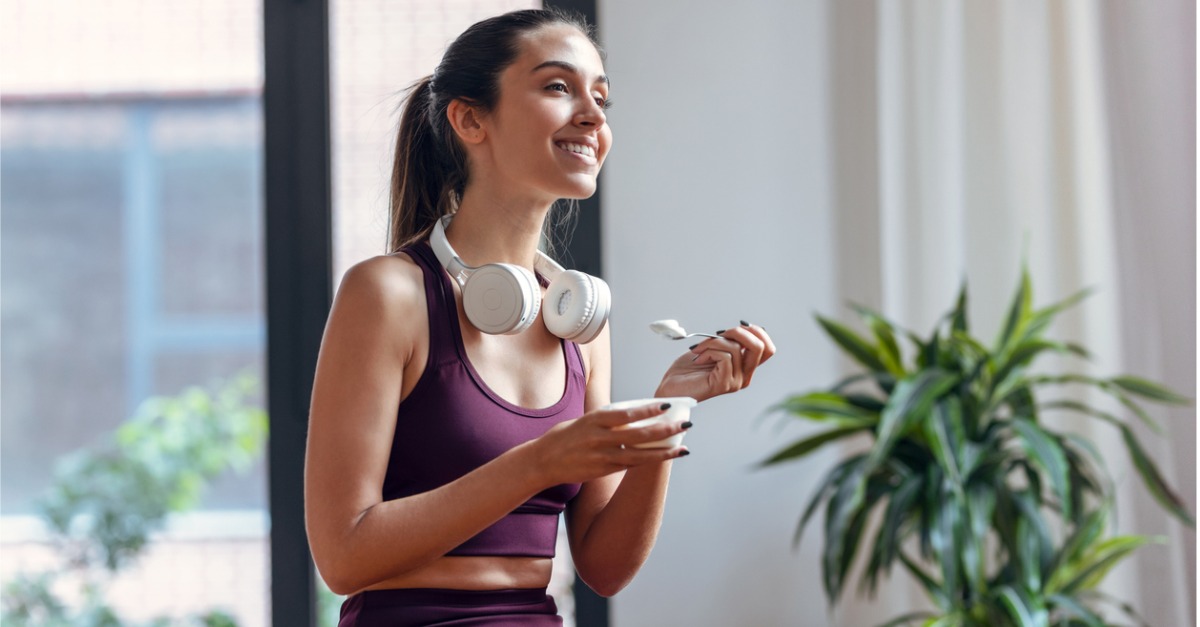 Woman Enjoying some yogurt